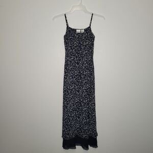 Vintage 90s moody witchy side slits spaghetti straps long embroidered dress 4